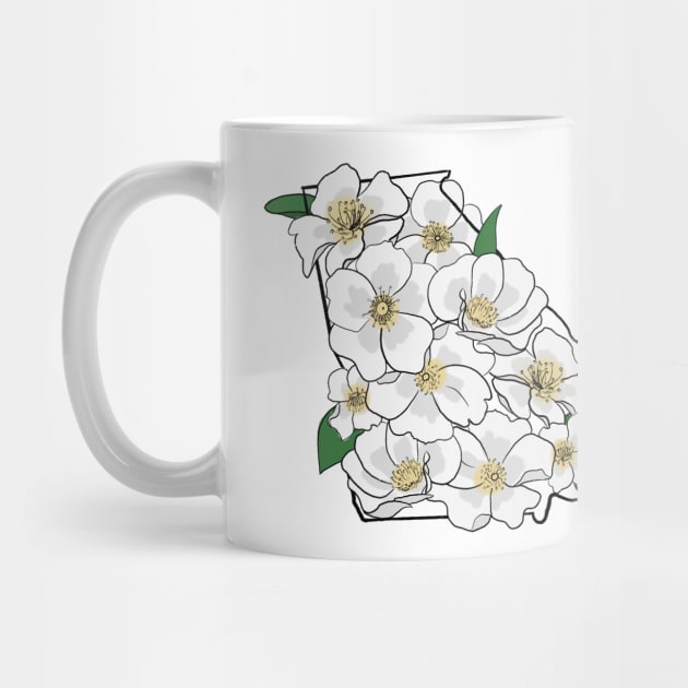 Georgia and State Flower the Cherokee Rose by A2Gretchen